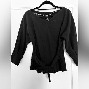 Anthropologie Black Knit Top with Tie Waist Detail